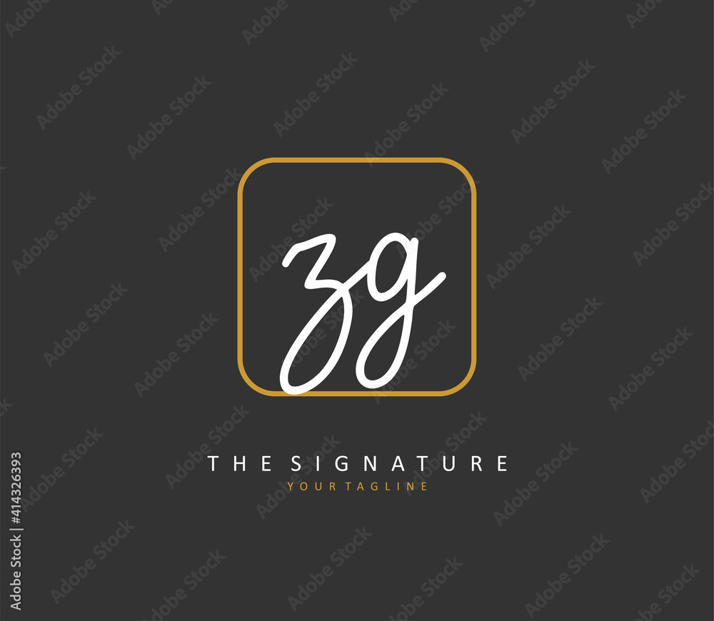 ZG Initial letter handwriting and signature logo. A concept handwriting initial logo with template element. ZG Initial letter handwriting and signature logo. A concept handwriting initial logo with template element.