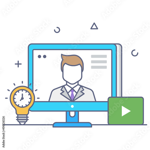 
Icon of video consultation in modern style 
