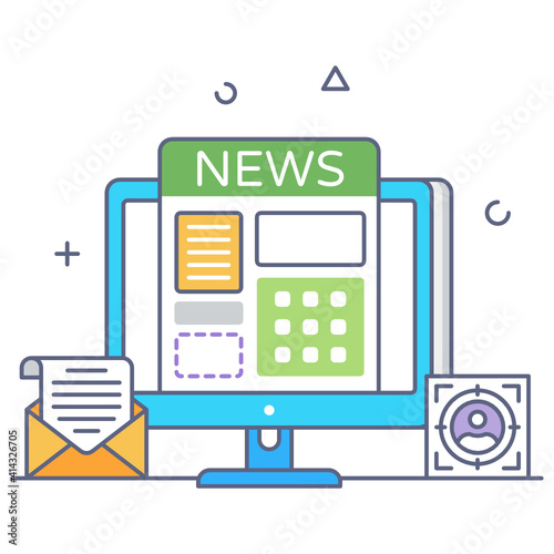  Dan online news flat outline vector download 