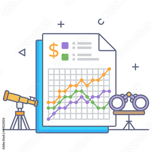  Market prediction flat outline concept icon 