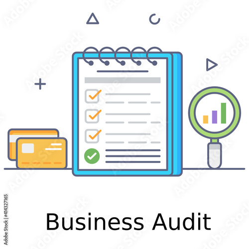 
Data under magnifying glass, business audit icon
