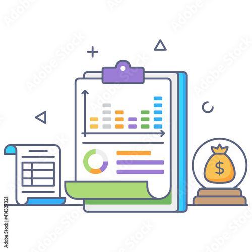 
A colorful flat outline design of business forecasting icon
