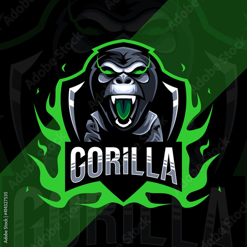 Cute gorilla mascot logo esport