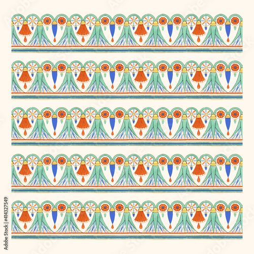 Antique Egyptian ornamental vector brushes set