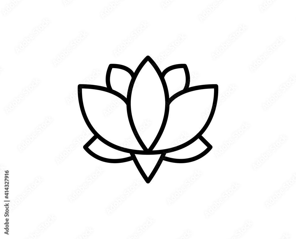 Lotus line icon. High quality outline symbol for web design or mobile app. Thin line sign for design logo. Black outline pictogram on white background