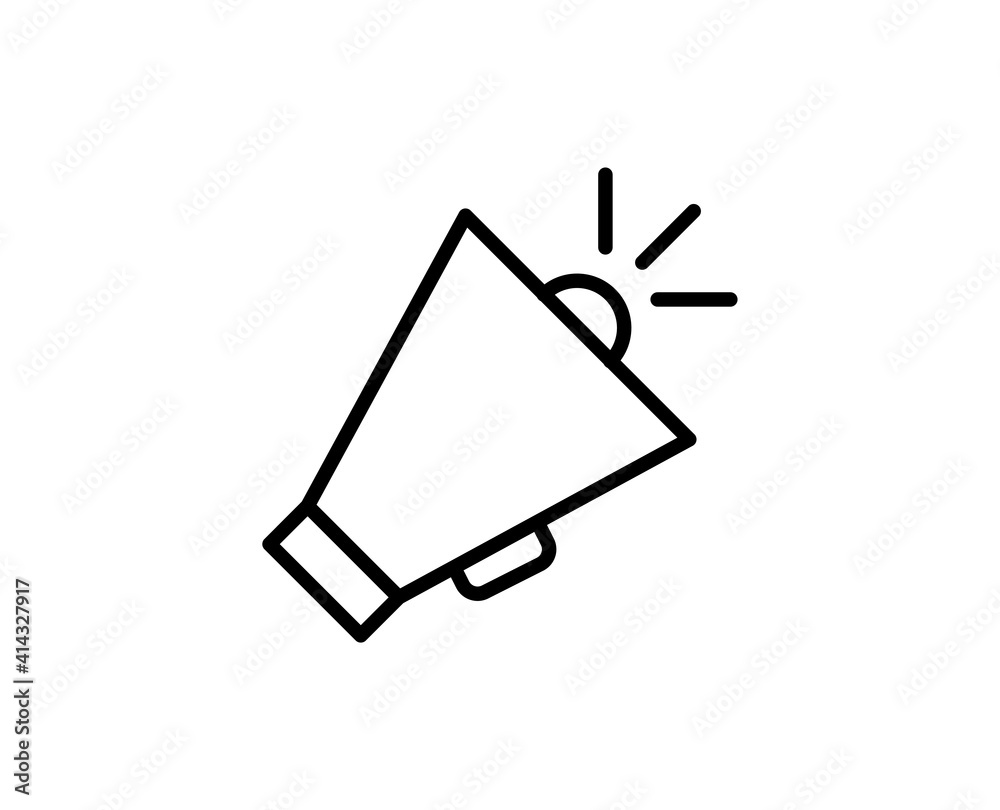 Loudspeaker line icon. High quality outline symbol for web design or mobile app. Thin line sign for design logo. Black outline pictogram on white background Loudspeaker line icon. High quality outline symbol for web design or mobile app. Thin line sign for design logo. Black outline pictogram on white background