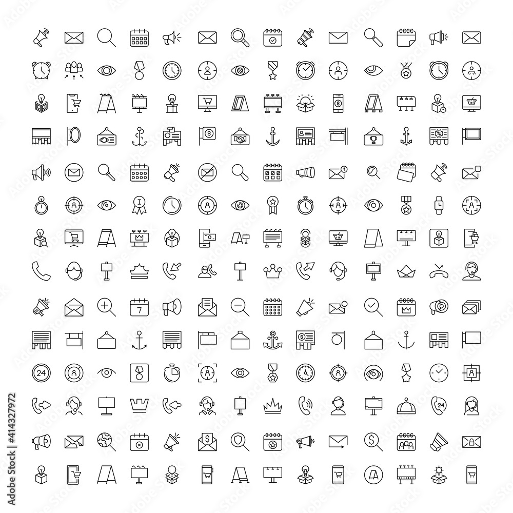 Marketing line icon set. Collection of high quality black outline logo for mobile concepts and web apps. Marketing set in trendy flat style. Vector illustration on a white background