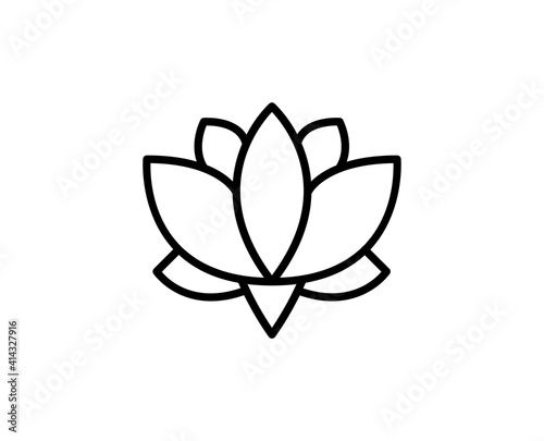 Lotus line icon. High quality outline symbol for web design or mobile app. Thin line sign for design logo. Black outline pictogram on white background