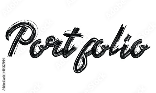 Portfolio Typography Black Text Hand written Brush font drawn phrase decorative script letter on the White background for sayings