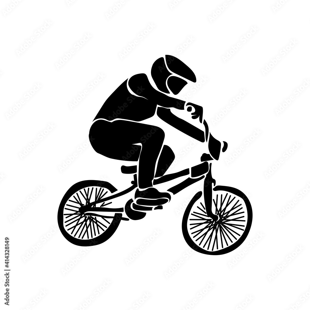 Fototapeta premium bicycle motocross, silhouette of a man on a bicycle participating in a sport