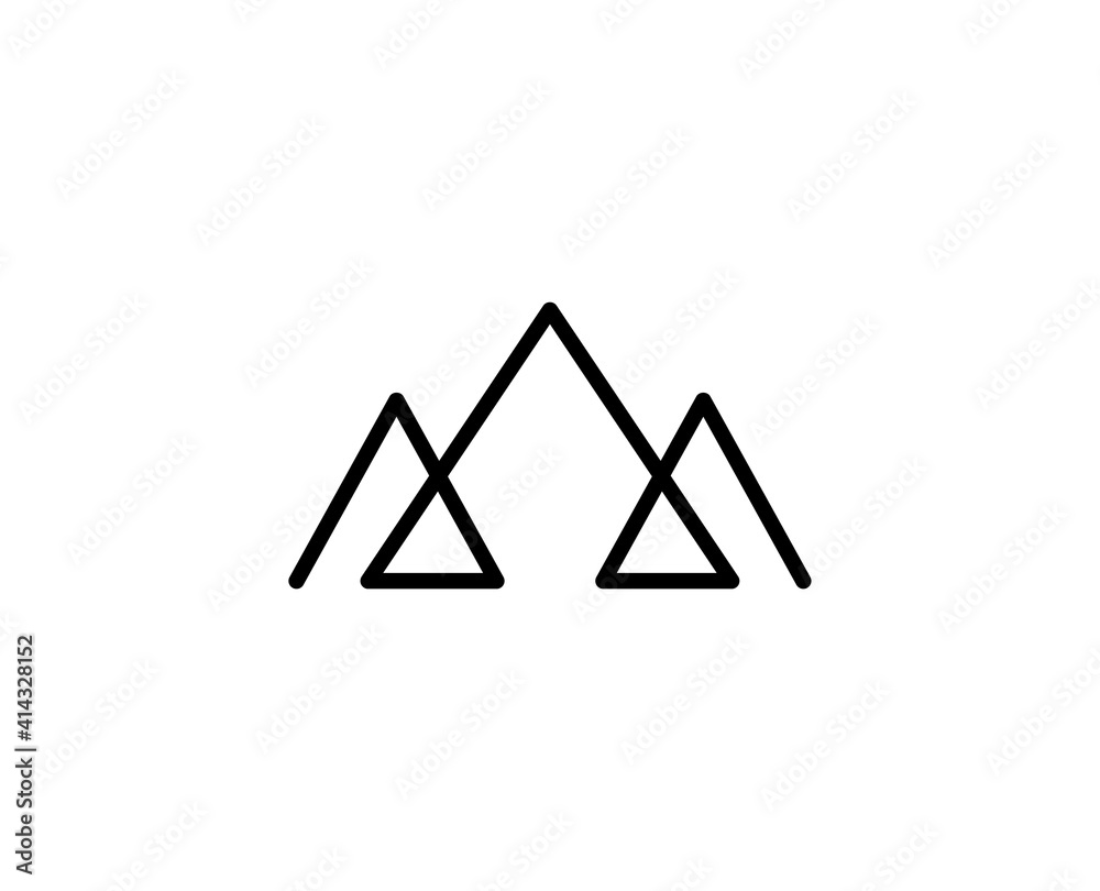 Mountain line icon. Vector symbol in trendy flat style on white background. Mountain sing for design. Mountain line icon. Vector symbol in trendy flat style on white background. Mountain sing for design.