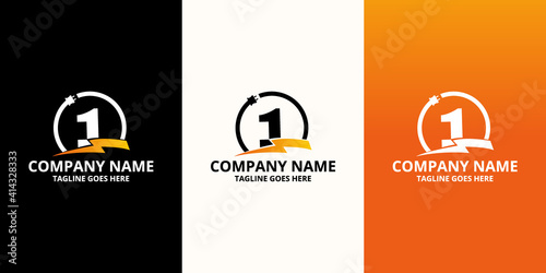 Flash initial number 1 Logo Icon Template. Illustration vector graphic. Electrical Bolt and electric plugs With number symbol. Perfect for corporate, more technology brand identity