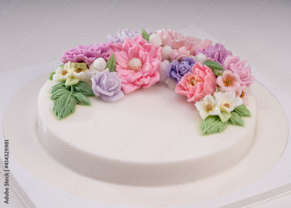 Sweet Colourful Flowers Milk jelly cake, Beautiful flower shaped coconut milk jelly cake. Sweet Colourful Flowers Milk jelly cake, Beautiful flower shaped coconut milk jelly cake.