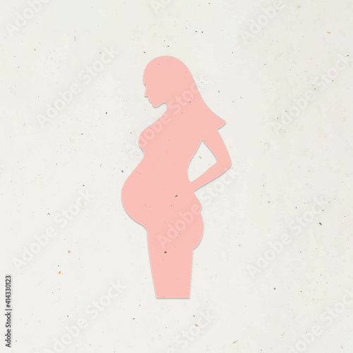 Paper craft pregnant woman character set vector