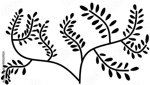 Floral pattern for fabric motif design in black and white for the fox