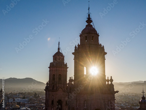 Torres de la Catedral de Morelia, en MichoacÃ¡n, MÃ©xico photo