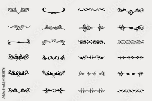 Black vintage divider element vector collection, remix from The Model Book of Calligraphy Joris Hoefnagel and Georg Bocskay