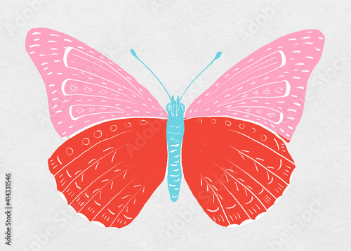 Colorful butterfly vector vintage drawing clipart