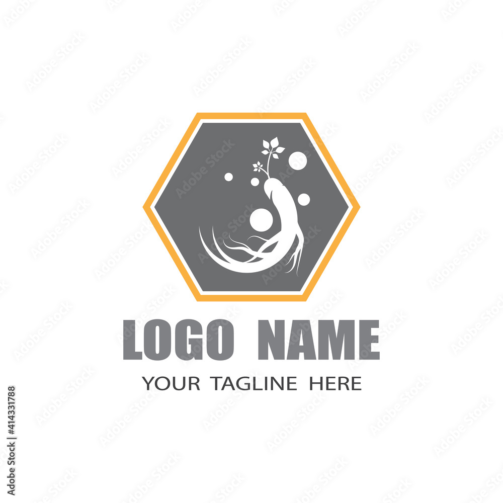 Obraz premium Ginseng vector icon illustration design template