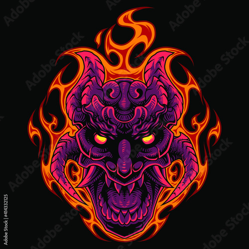 Fire skull head mascot logo
