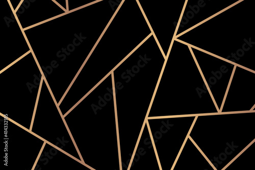 Triangle geometric pattern vector gold black background