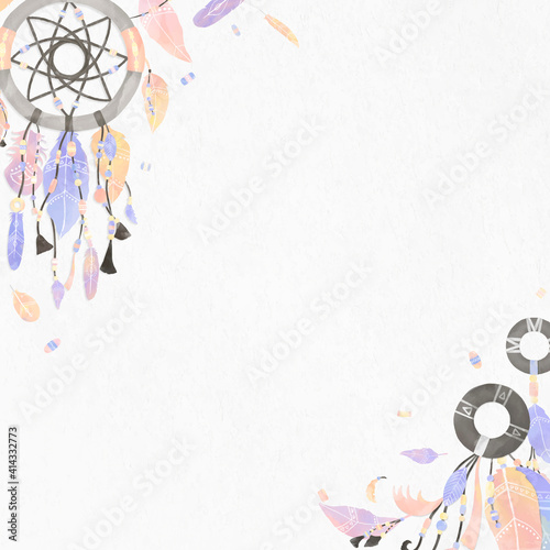 Dream catcher border vector Bohemian style