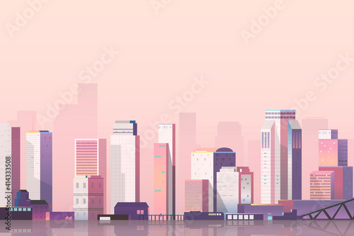 Urban scene scene at dusk background vector