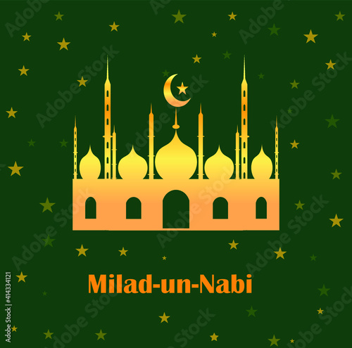 Milad-un-Nabi ,birthday of the Prophet Muhammad (peace be upon him), celebration poster, greeting card,Vector illustration