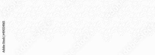 ダマスク風の模様　横長の白い背景 photo