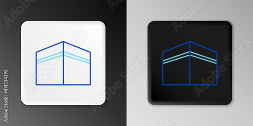Line Kaaba mosque icon isolated on grey background. Kaaba hajj Mecca pray pilgrimage Ramadan Islam muslim mosque. Colorful outline concept. Vector.