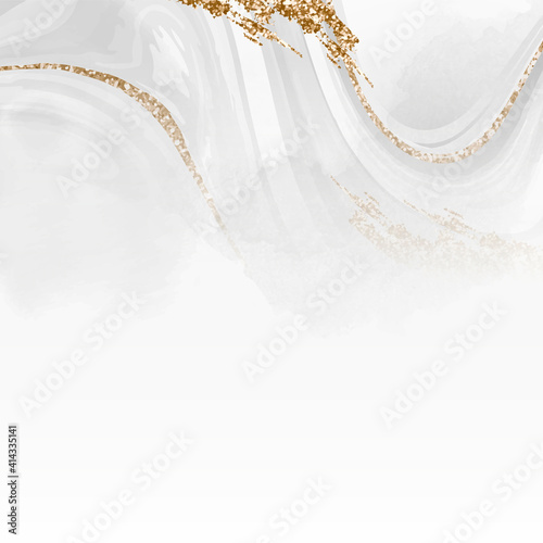 White and gold fluid patterned background vector