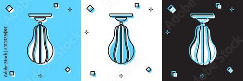 Set Punching bag icon isolated on blue and white, black background. Vector.