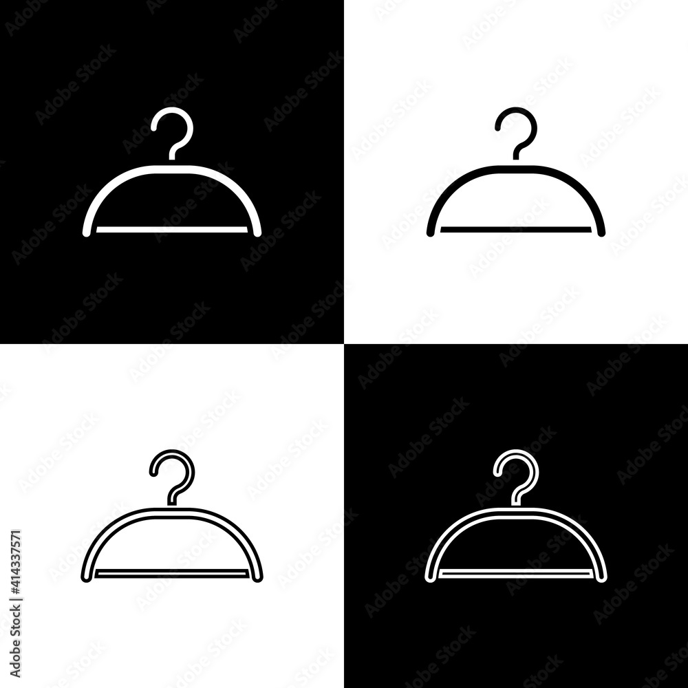 Set Hanger wardrobe icon isolated on black and white background. Cloakroom icon. Clothes service symbol. Laundry hanger sign. Vector. Set Hanger wardrobe icon isolated on black and white background. Cloakroom icon. Clothes service symbol. Laundry hanger sign. Vector.