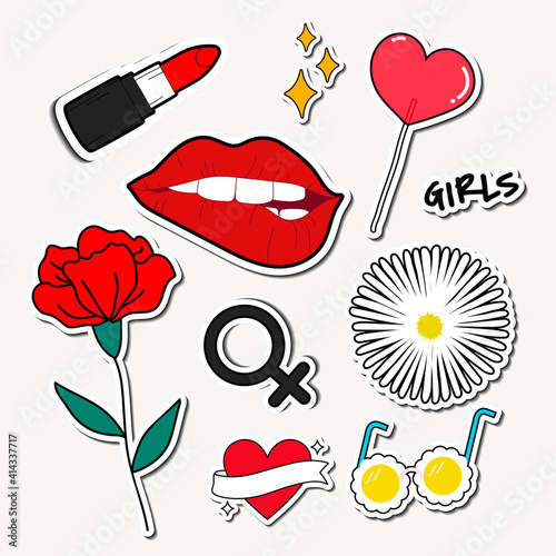 Set of sticker doodle vector