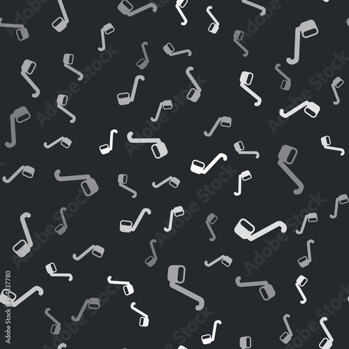 Grey Sauna ladle icon isolated seamless pattern on black background. Vector.