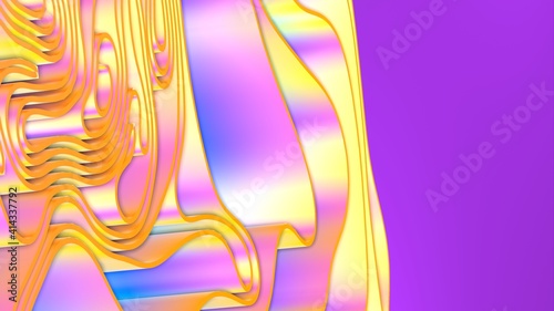 Fototapeta Naklejka Na Ścianę i Meble -  Abstract 3D render colorful spline strips rows light and shadow curves flowing motion movement surface texture waves background.