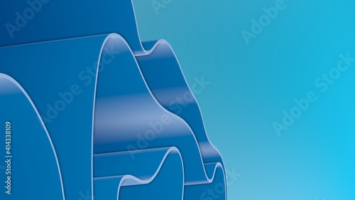Abstract 3D render colorful spline strips rows light and shadow curves flowing motion movement surface texture waves background.