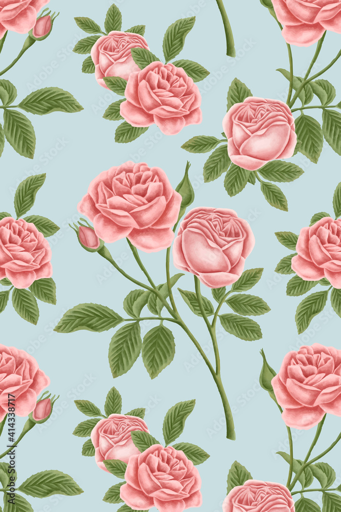 Vintage pink rose background vector