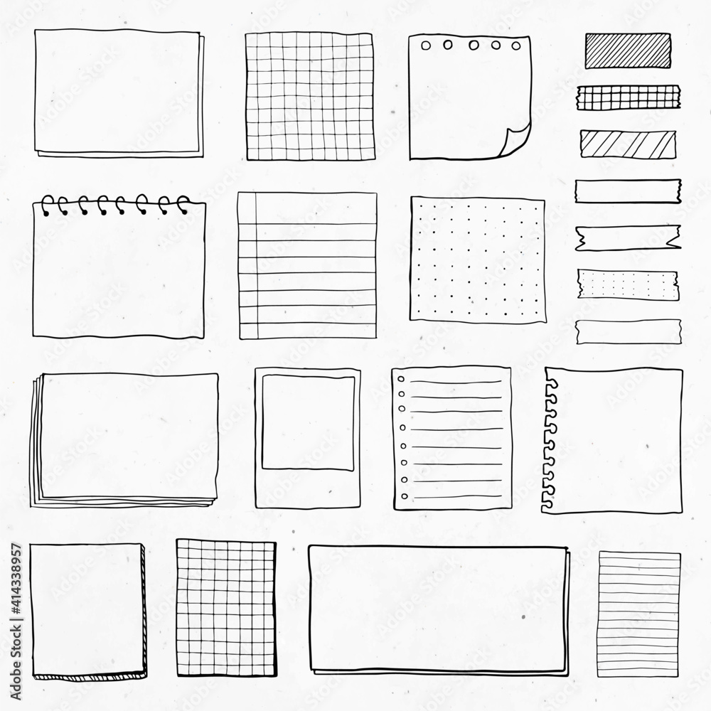Blank reminder paper notes vector set
