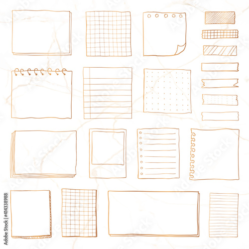 Blank reminder paper notes vector set