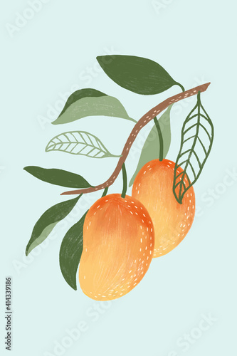 Hand drawn mango design resource vector