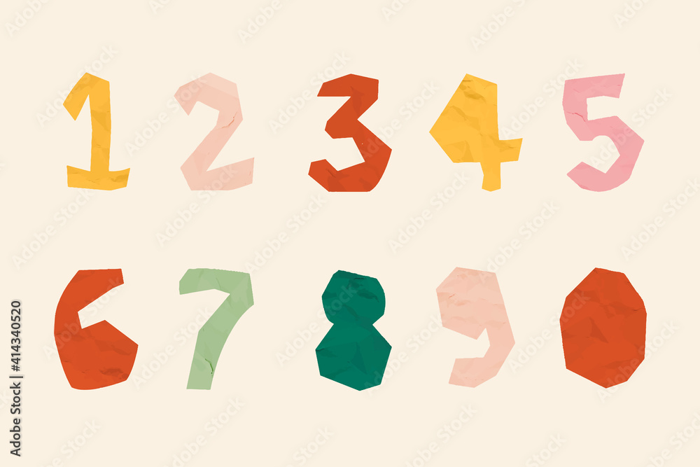 Number vector doodle typography font set Number vector doodle typography font set