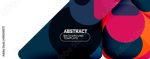 Flat geometric round shapes and dynamic lines, abstract background. Vector illustration for placards, brochures, posters and banners