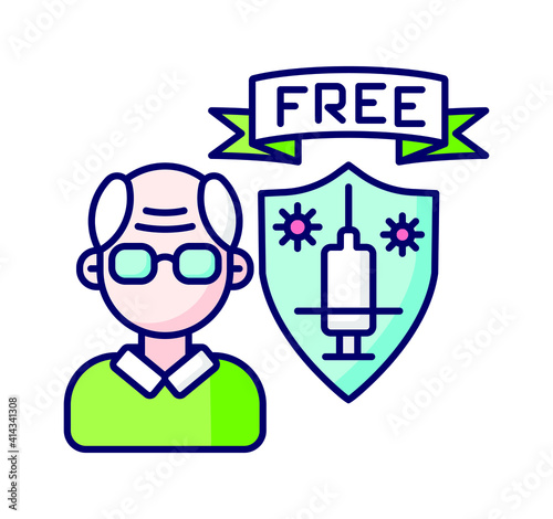 color icon, vaccination, free vaccine for retirees