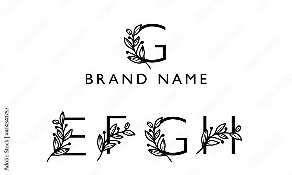 Floral lettering. Blossom botanical monogram. Elegant alphabet letters.  Ornament wedding logo. Floral typography. Plant combined with letters.  Stock Vector | Adobe Stock