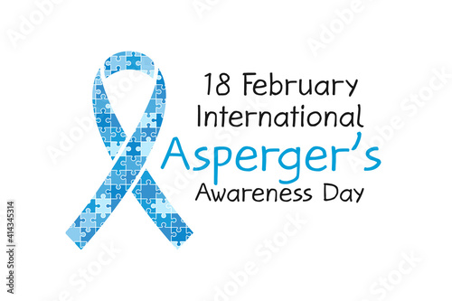 18 February World Aspergers awareness day banner. Symbol of autism. Design template for background, card, print, poster or brochure. Concept of healthcare awareness campaign for autism