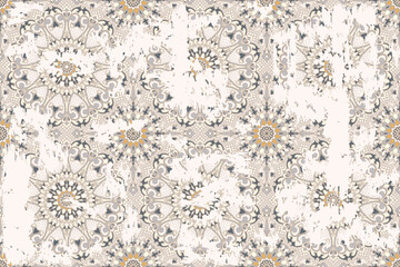 Papier peint photo Style vintage patrons Carreaux azulejos patchwork ibérique vieilli  © psk55