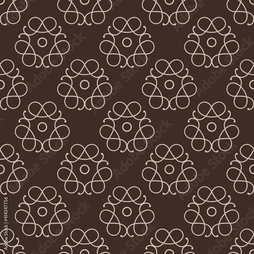 Ornamental flowing curve simple damask vector seamless pattern. Can be employed for commercial products, printing, web, paper graphic designs, packaging, textile, an architectural surface,  scrapbooks