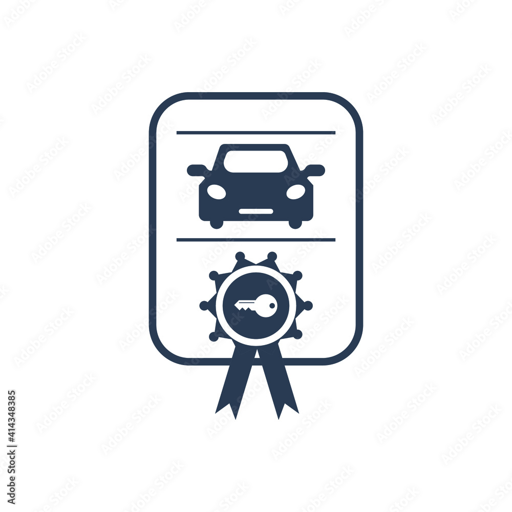 Car certified, card license, car guarantee, buying receipt, car loan icon with vector illustration and flat style design. Car certified, card license, car guarantee, buying receipt, car loan icon with vector illustration and flat style design.