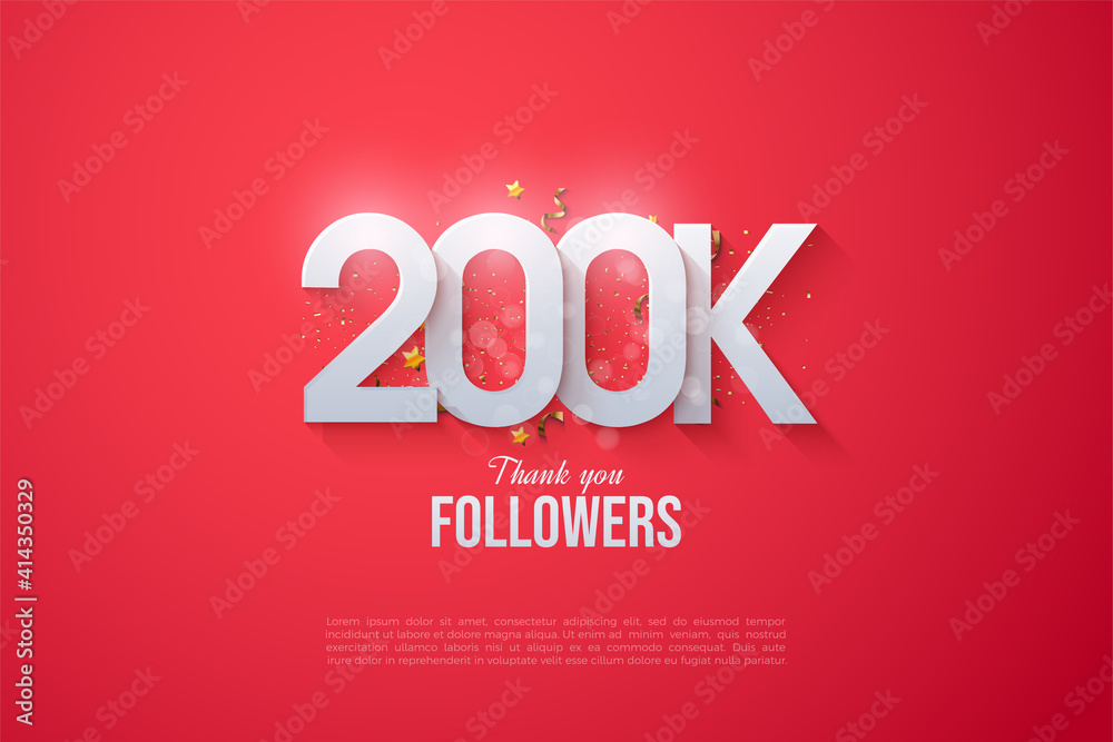 200k followers with overlapping numbers and letters.